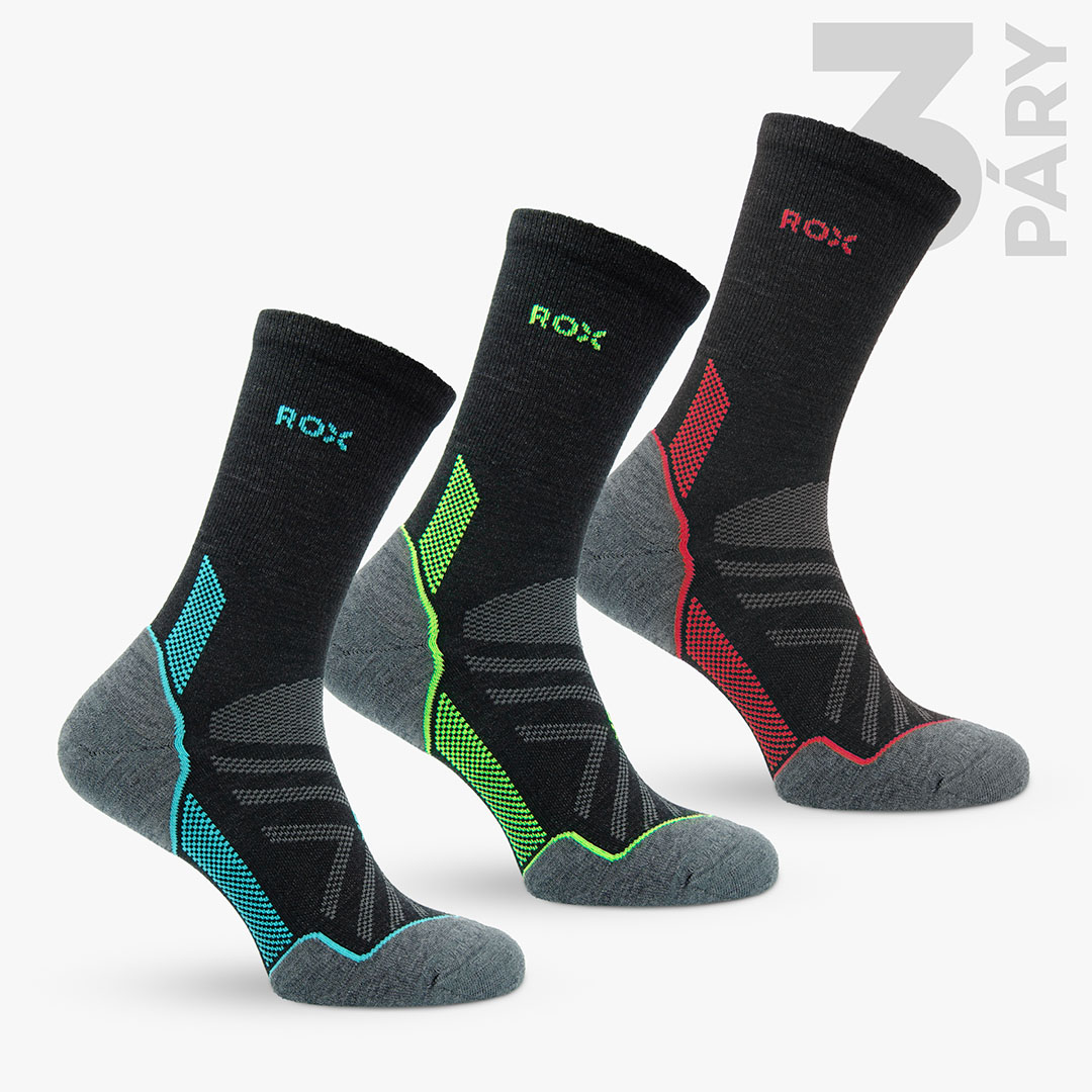 Letní trekové merino ponožky Treksy High 3pack (černá)